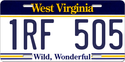 WV license plate 1RF505