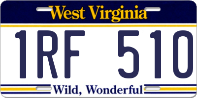 WV license plate 1RF510