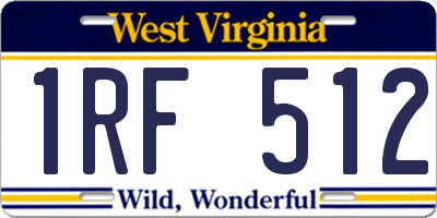 WV license plate 1RF512