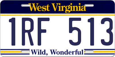 WV license plate 1RF513