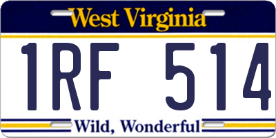 WV license plate 1RF514