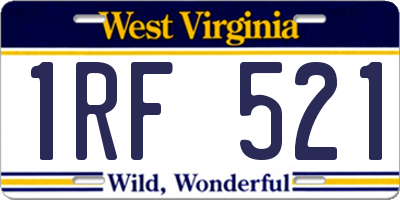 WV license plate 1RF521