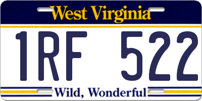 WV license plate 1RF522