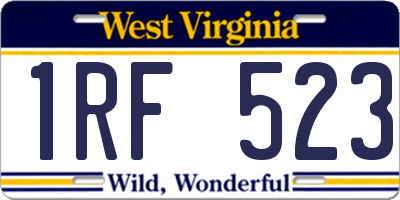 WV license plate 1RF523