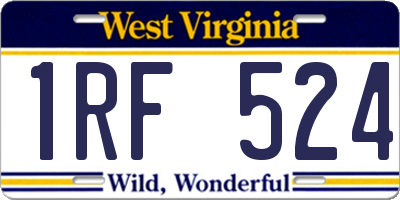 WV license plate 1RF524