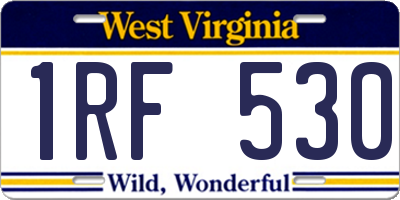 WV license plate 1RF530