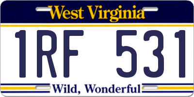 WV license plate 1RF531