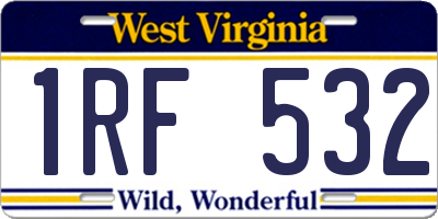 WV license plate 1RF532