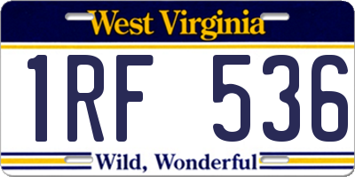 WV license plate 1RF536