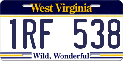 WV license plate 1RF538