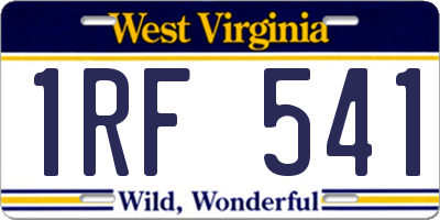 WV license plate 1RF541