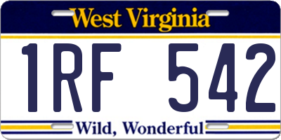 WV license plate 1RF542