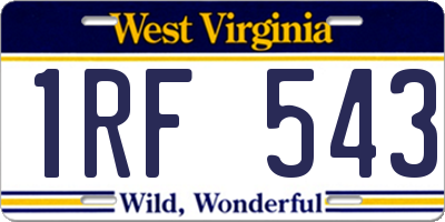 WV license plate 1RF543