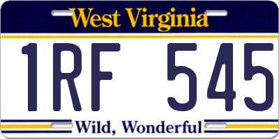 WV license plate 1RF545