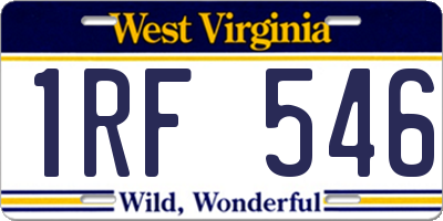 WV license plate 1RF546