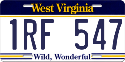WV license plate 1RF547