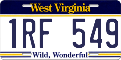 WV license plate 1RF549