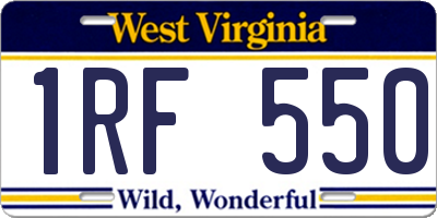 WV license plate 1RF550