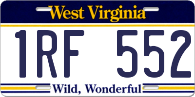 WV license plate 1RF552