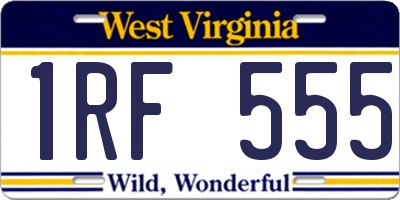 WV license plate 1RF555