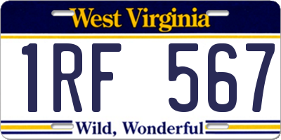 WV license plate 1RF567