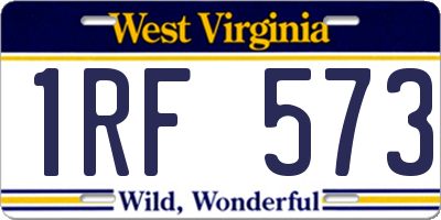 WV license plate 1RF573
