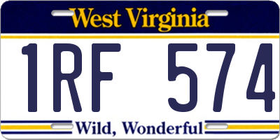 WV license plate 1RF574