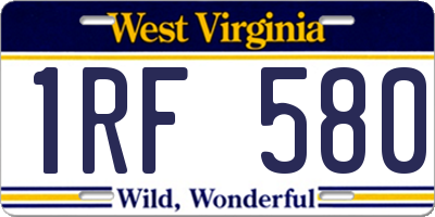 WV license plate 1RF580