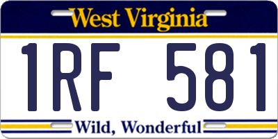 WV license plate 1RF581