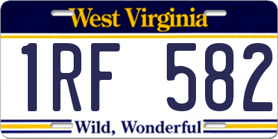 WV license plate 1RF582