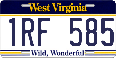 WV license plate 1RF585