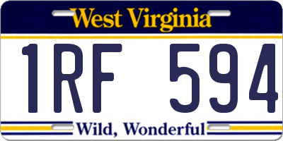 WV license plate 1RF594