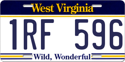 WV license plate 1RF596