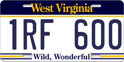 WV license plate 1RF600