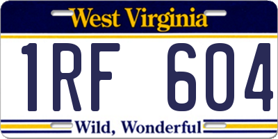 WV license plate 1RF604