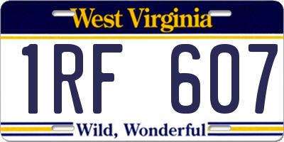 WV license plate 1RF607