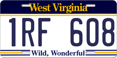 WV license plate 1RF608