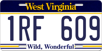 WV license plate 1RF609