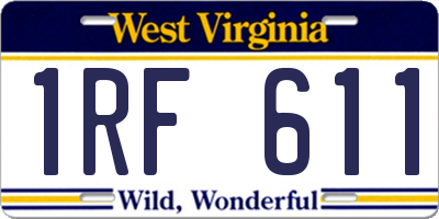 WV license plate 1RF611