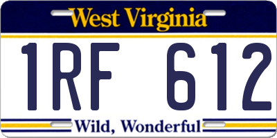 WV license plate 1RF612