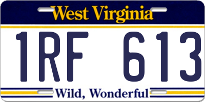 WV license plate 1RF613