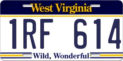 WV license plate 1RF614