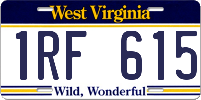 WV license plate 1RF615