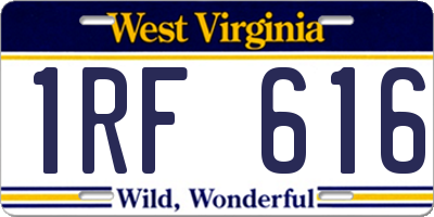 WV license plate 1RF616
