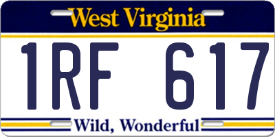 WV license plate 1RF617
