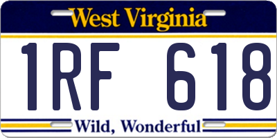 WV license plate 1RF618