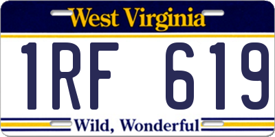 WV license plate 1RF619