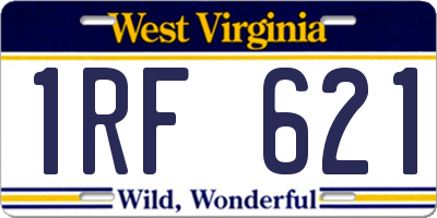 WV license plate 1RF621