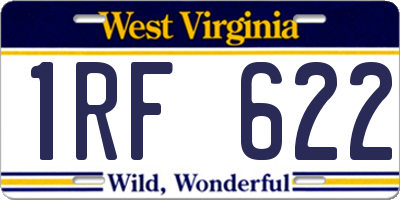 WV license plate 1RF622