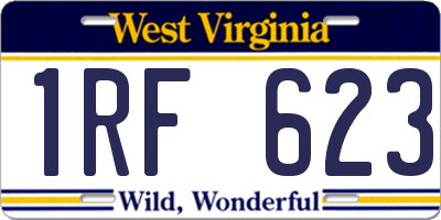WV license plate 1RF623